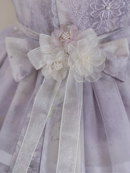 / Pink Hairclip Floral Green Purple
