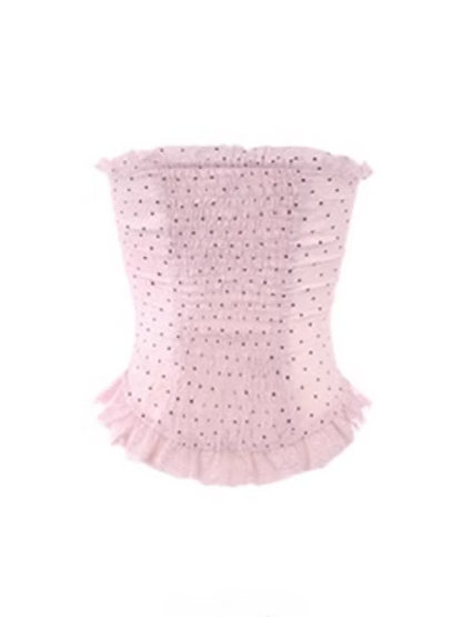 Rosa Bustier-Muster mit schwarzem gepunktetem Chiffon