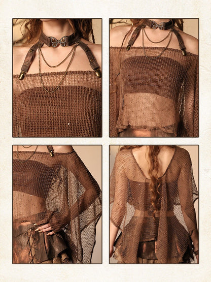 Asymmetric Mesh Cover-Up with Butterfly Choker - Virtual Orbit