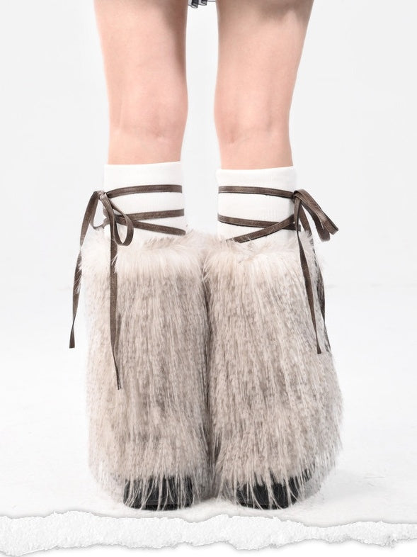 コーヒーゴシックPUクロスシャギーレッグウォーマー