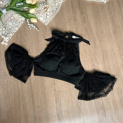 Black Removable Lace Sleeves - With PUJI