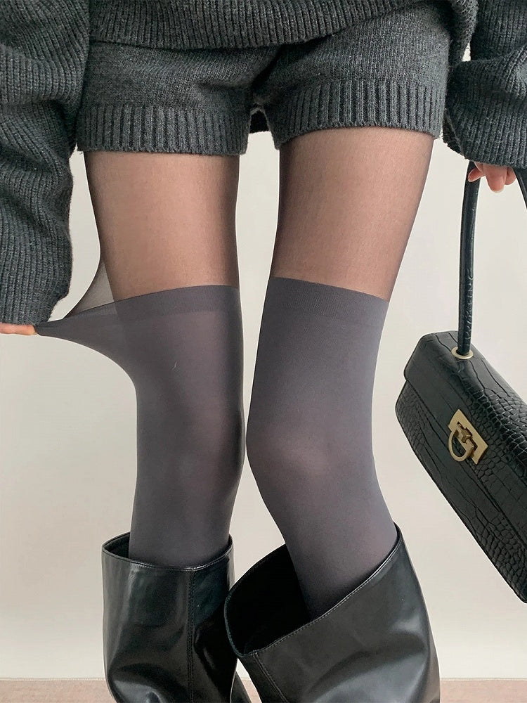 Colors) Thigh-High Faux Panel Pantyhose (2