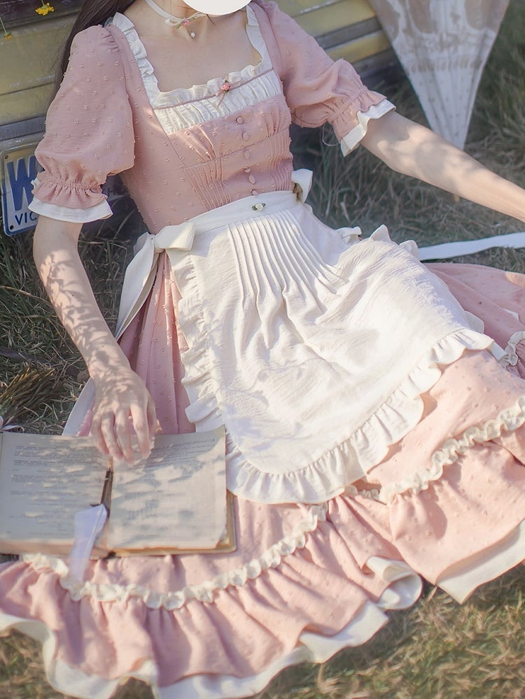 Schürze Plissee Beige Details