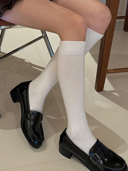 ホワイト/ライトグレー/ダークグレー/ダークレッド/ブラックコットンニーハイストッキング