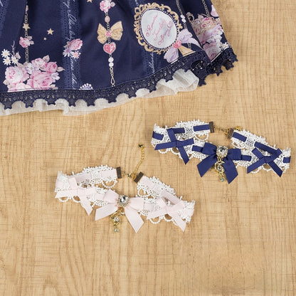 and Rhinestone Kei Crescent Bowknot Moon 5 Decor Jirai Star with Options Choker Color