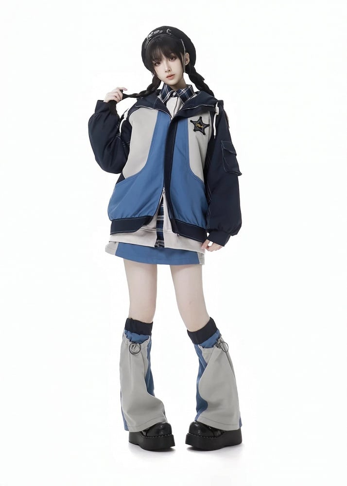 Blue&White Colorblock Skirt