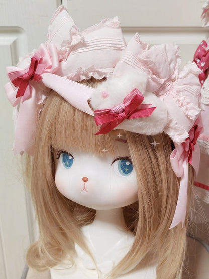 Lolita Pink Sweet Big Ruffled Light Bowknot KC