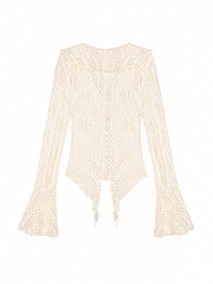 Lace V-Neck Ruffled Punk Beige Wasteland