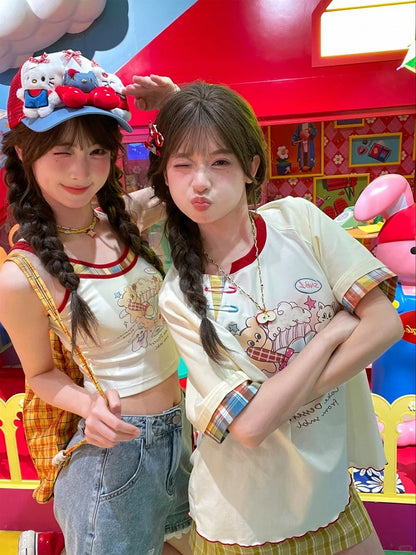 Details Pin Beige Cartoon Dessert Print