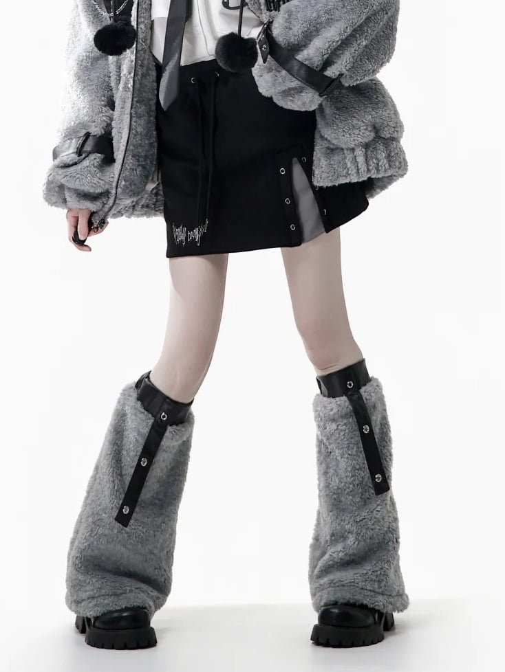 Covered Fleece - Lined Waist with Skirt Drawstring Elastic Black