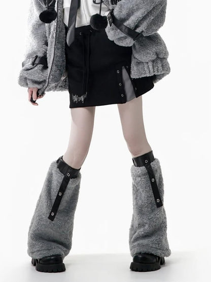 Covered Fleece - Lined Waist with Skirt Drawstring Elastic Black