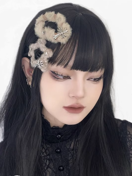 Kreuz Hellkaffee Plüsch Stern Wolke Form Haarspange