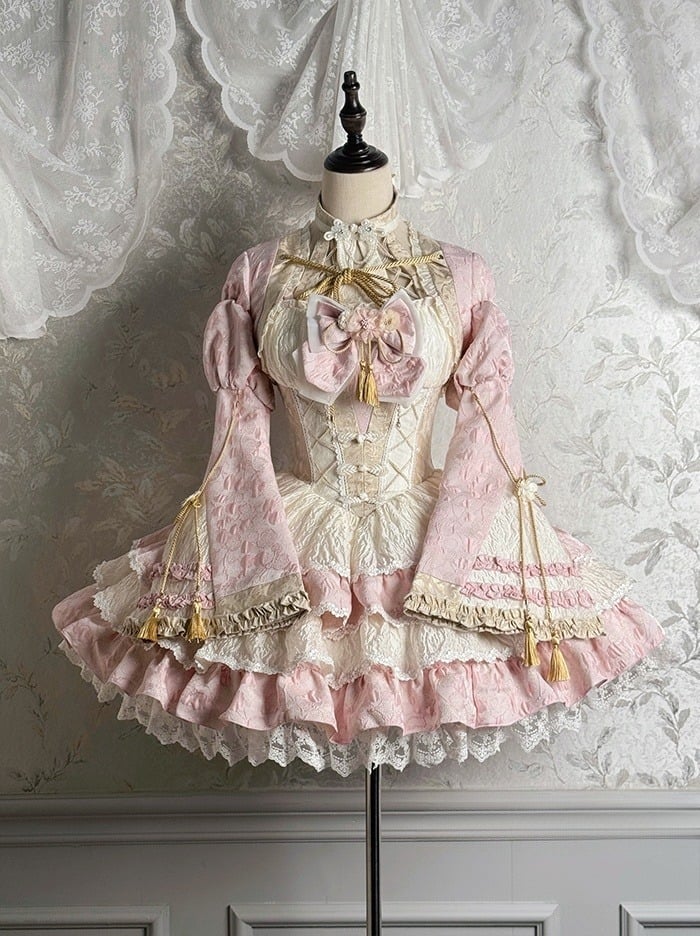 Pink Tassel Bolero Robes Jacquard