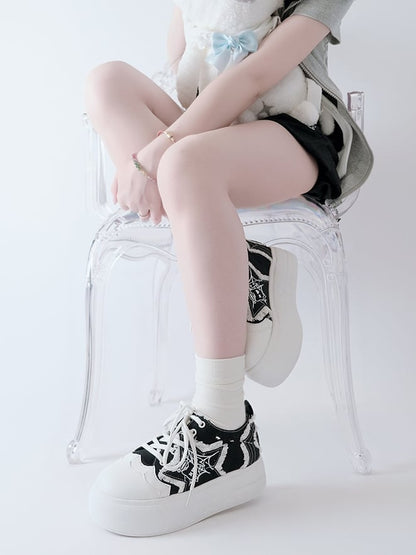 Star Y2K Platform Black Sneakers Applique