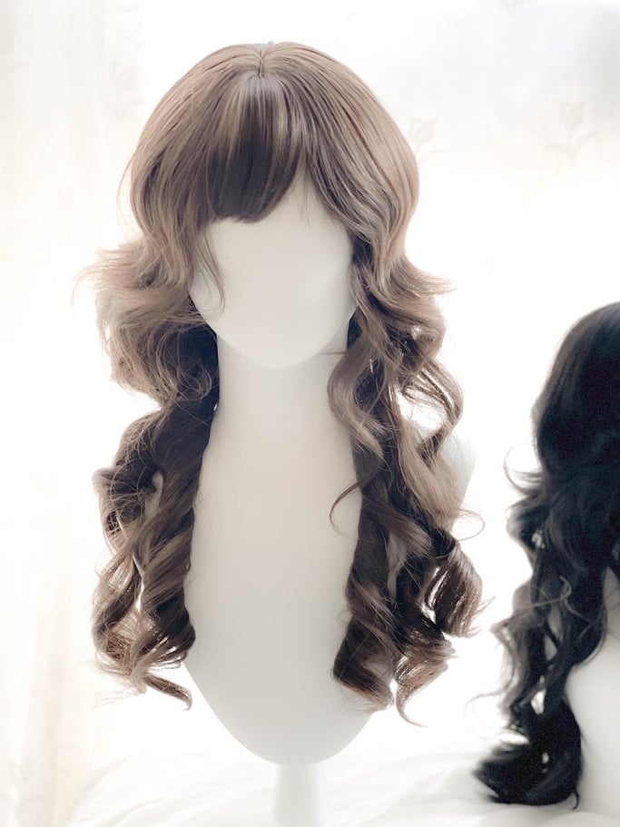 Gewellter brauner Pony mit Perücke 70CM