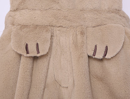 Kaffeefarbene, süße Teddybär-Kurzoverall-Shorts mit Schleifendetails