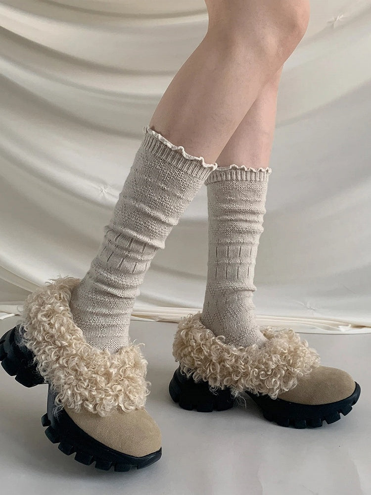 Slouchy Calf Cuff Socks Frilled