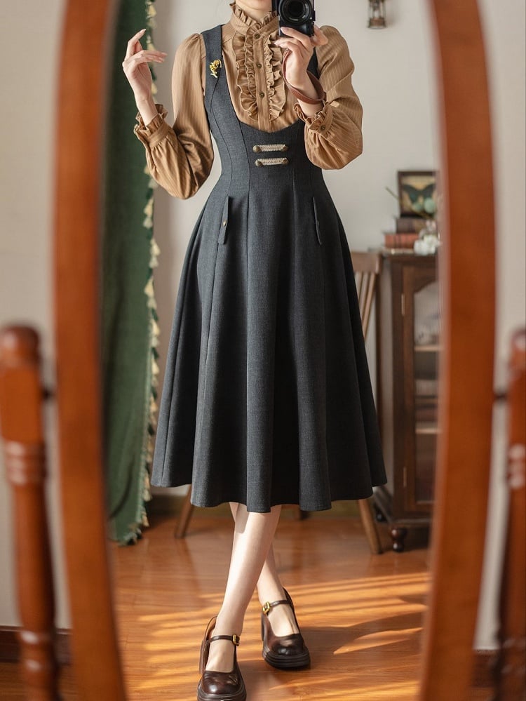 Dress Vintage Under Bust Lacing with Black Back Elegant
