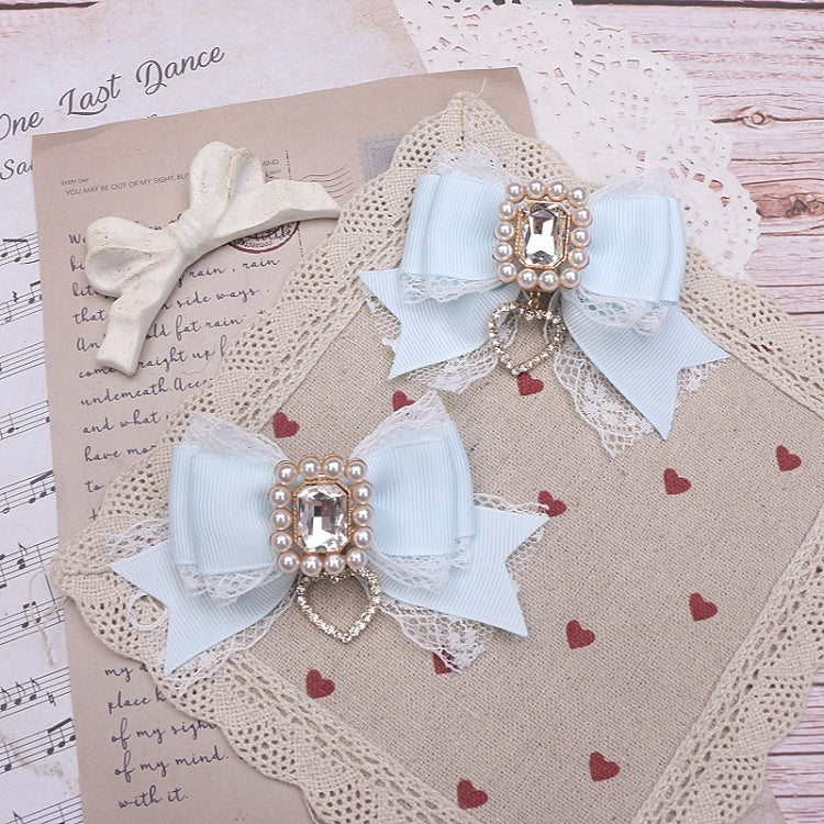 Bowknot Kei Color 6 Rhinestone Options Hairclip Jirai Lace