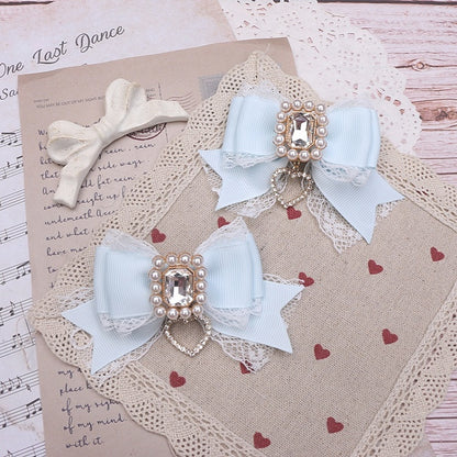 Bowknot Kei Color 6 Rhinestone Options Hairclip Jirai Lace