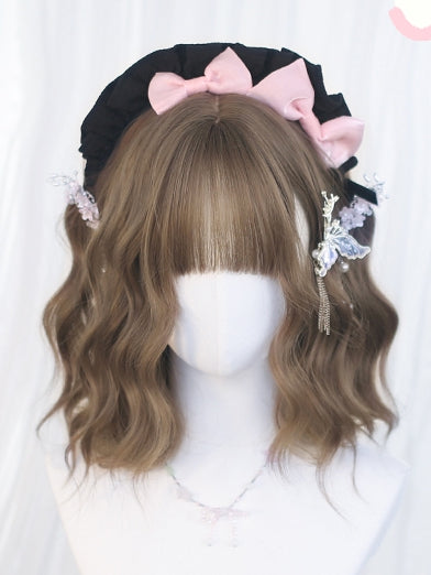 Air 25-30cm Wavy Brown Bangs Wigs Short With