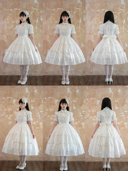 All Short Edward Lolita Neck School Old Dress Cotton White Set OP Sleeves