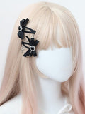 Hairclip Black/Pink Cross Kei Heart Bowknot Jirai Rhinestone