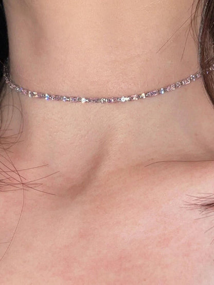 Rhinestone-Adorned 4-Tone Choker