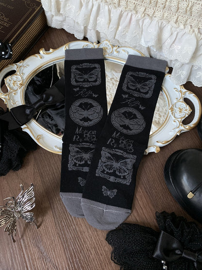 Color Pattern Socks + Cuff Butterfly 5 Detachable Bow Options Lace Calf
