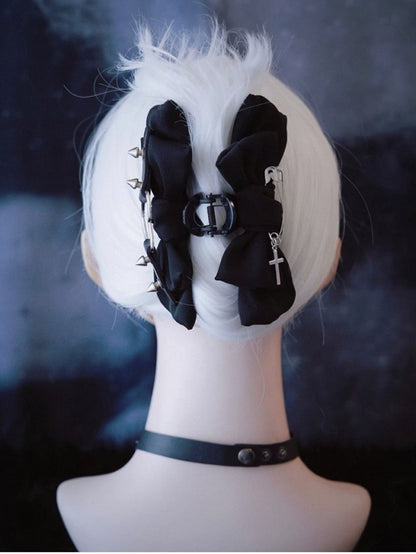 Black Bow Hair Claw Clip with Spikes - Strange Sugar