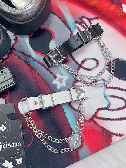 Chain Arm Ring Y2K Heart Black/White Decorated Charm