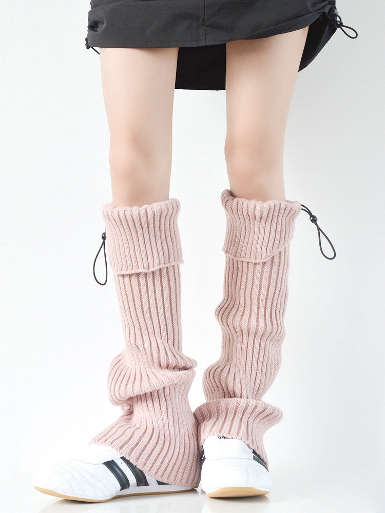 Vertical Colors Pattern Design Leg Drawstring Warmers Knitted Striped 8