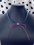 Design Choker Decorated Beaded Bowknot Colorful Heart Y2K
