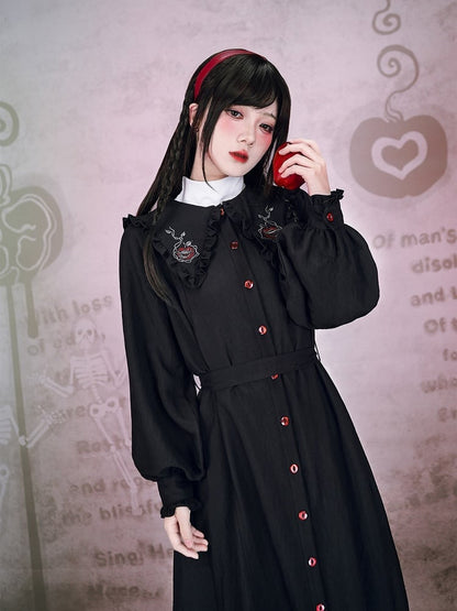 Dress Embroidery Sleeve With Gothic Balloon Black Eden-inspired