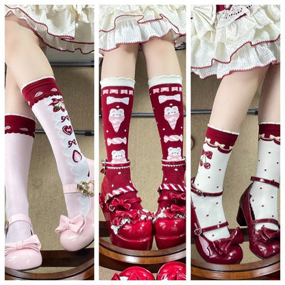 Socks Pattern Sweet Styles) Cherry/Bear Calf Style Lolita (3