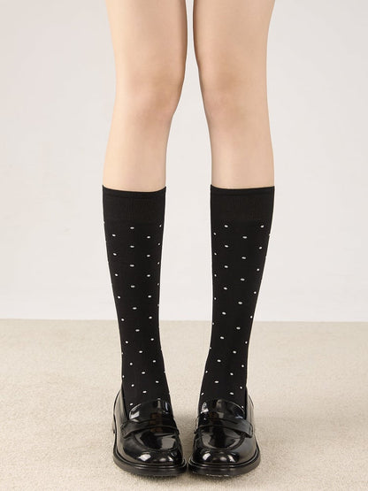 Calf Pattern Slimming Socks Black/White/Dark Polka Gray Dot