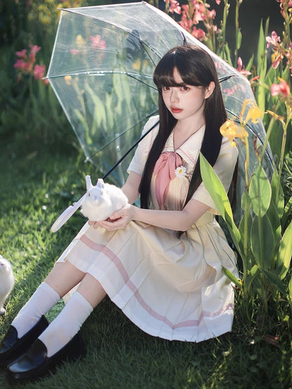 Rosa Schleifen Blume Weiße Brosche und