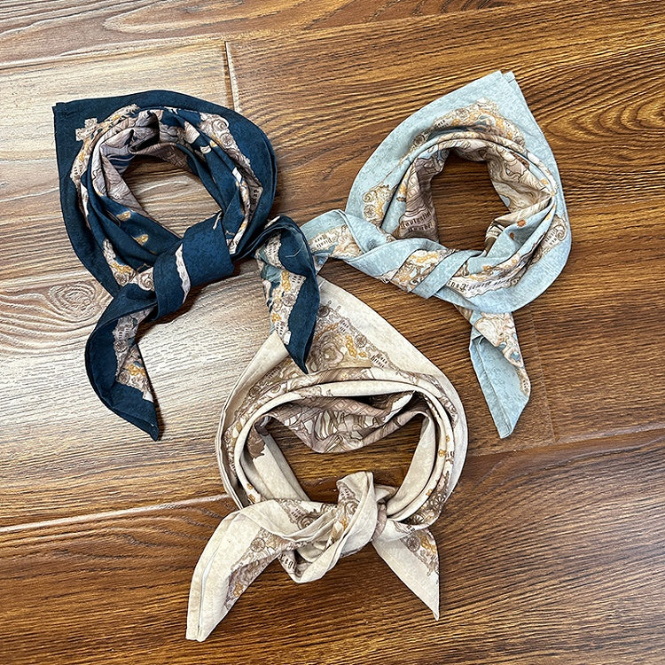 White Red Creamy Kerchief Blue /