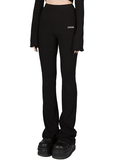 Strickhose Stretchy High-Waist - Ausgestellt Figurschmeichelnd Schwarz