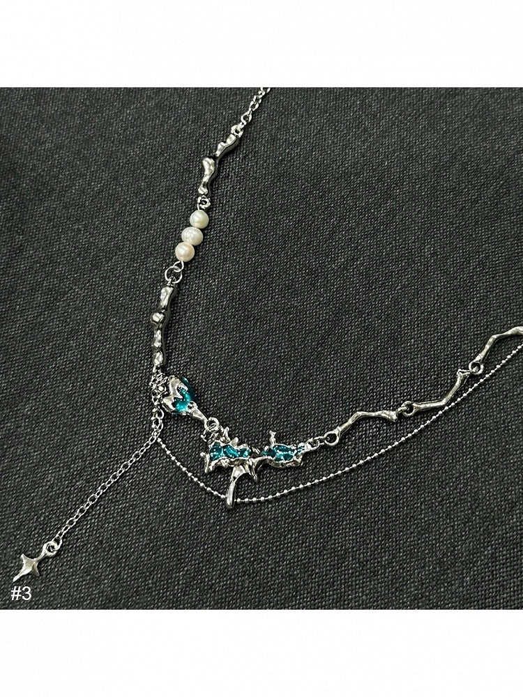 Collier Chaîne Strass Bleu - Kiwi Store