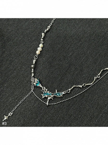 Collier Chaîne Strass Bleu - Kiwi Store