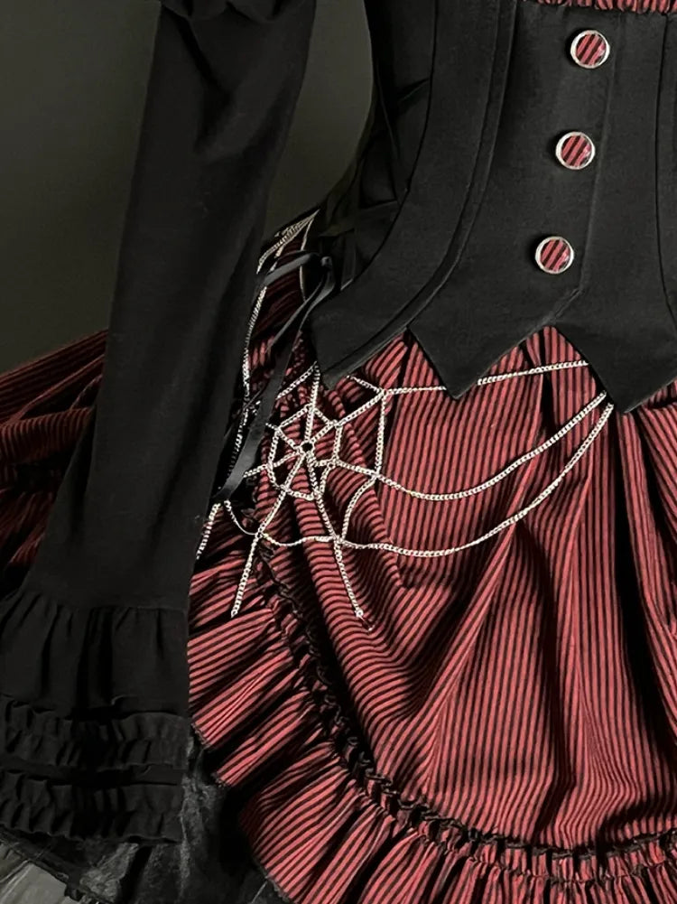 Black / Red Spider Web Waist Chain Gothic Lolita Accessory
