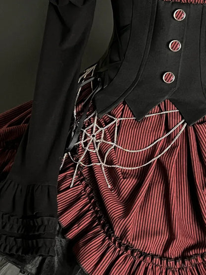 Black / Red Spider Web Waist Chain Gothic Lolita Accessory