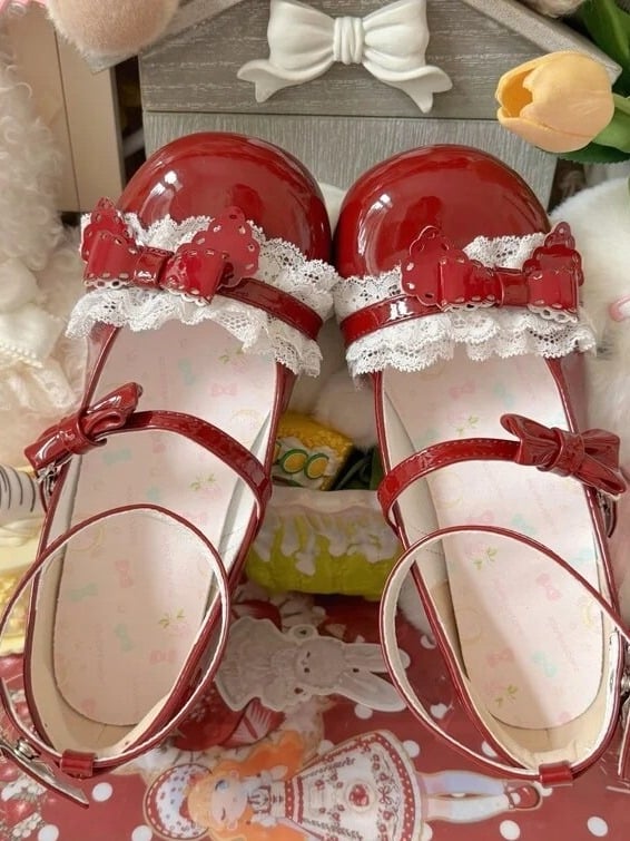 Red Sweetheart Butterfly Bow Round Toe Mary Jane - MUMA Lolita