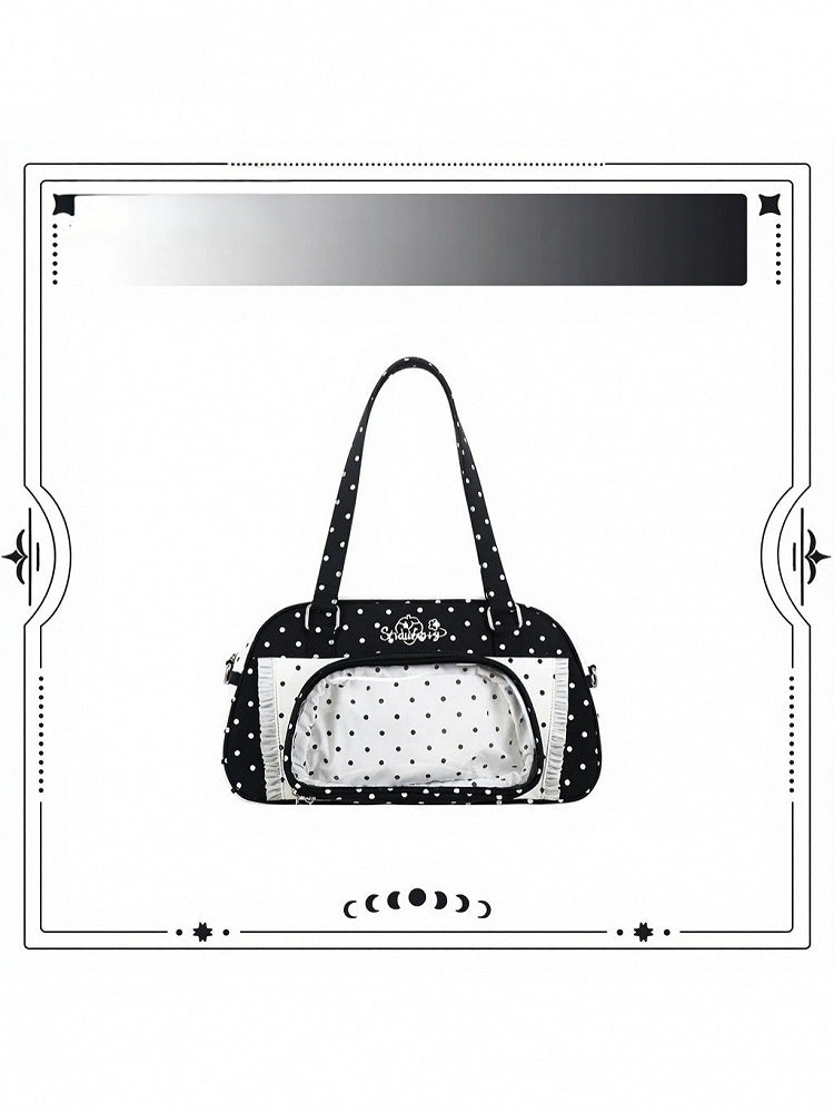 Monochrome Polka Dot Large Ita Crossbody Bag