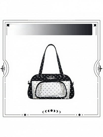 Monochrome Polka Dot Large Ita Crossbody Bag