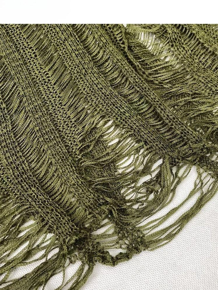 ニットプロテクショントップアップリケサンロングビタースイートグラマラススリーブバタフライグリーン