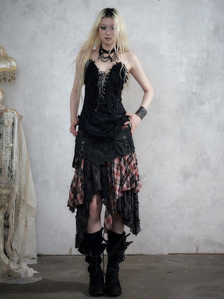 3D Wing Embroidered Lace Corset Top in Black - NO ROMANCE