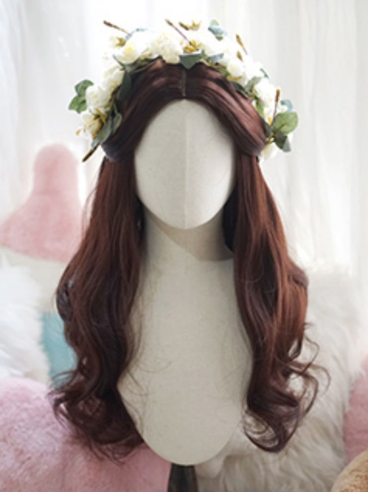 ダークブラウンのロングウェーブウィッグ