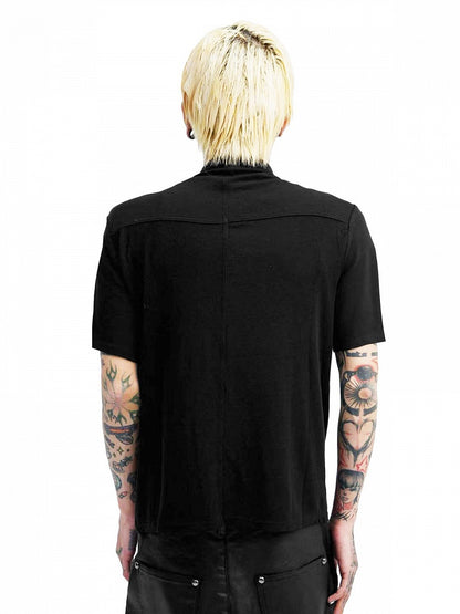 Unisex Black Cross-Collar Short-Sleeve Knitwear - DETW OnLine
